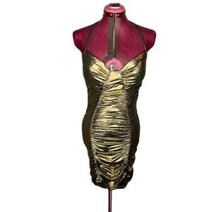 Y2k slip wiggle dress formal party gold snake print